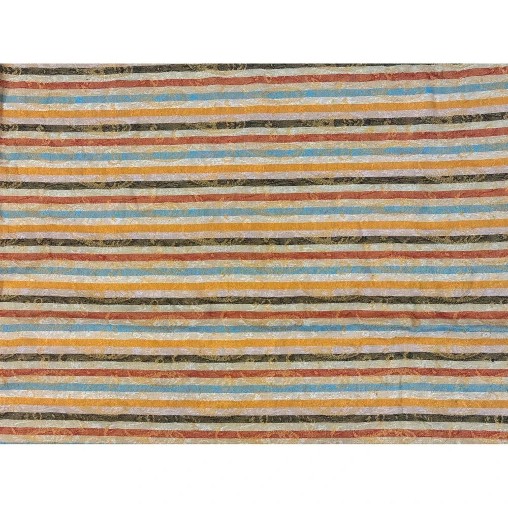 Womens Striped Boho Scarf Orange Blue Brown Fringed Lightweight Wrap Pashmina